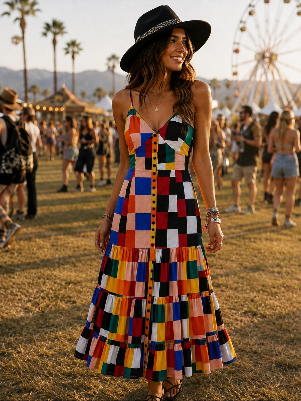 🆕 PLENTY BY TRACY REESE ANTHROPOLOGIE CHECKERED MAXI DRESS | SIZE M | NWT